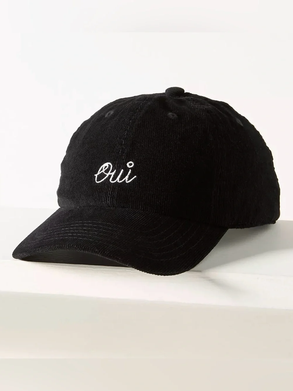 Clare V OUI Baseball Hat in Black Corduroy